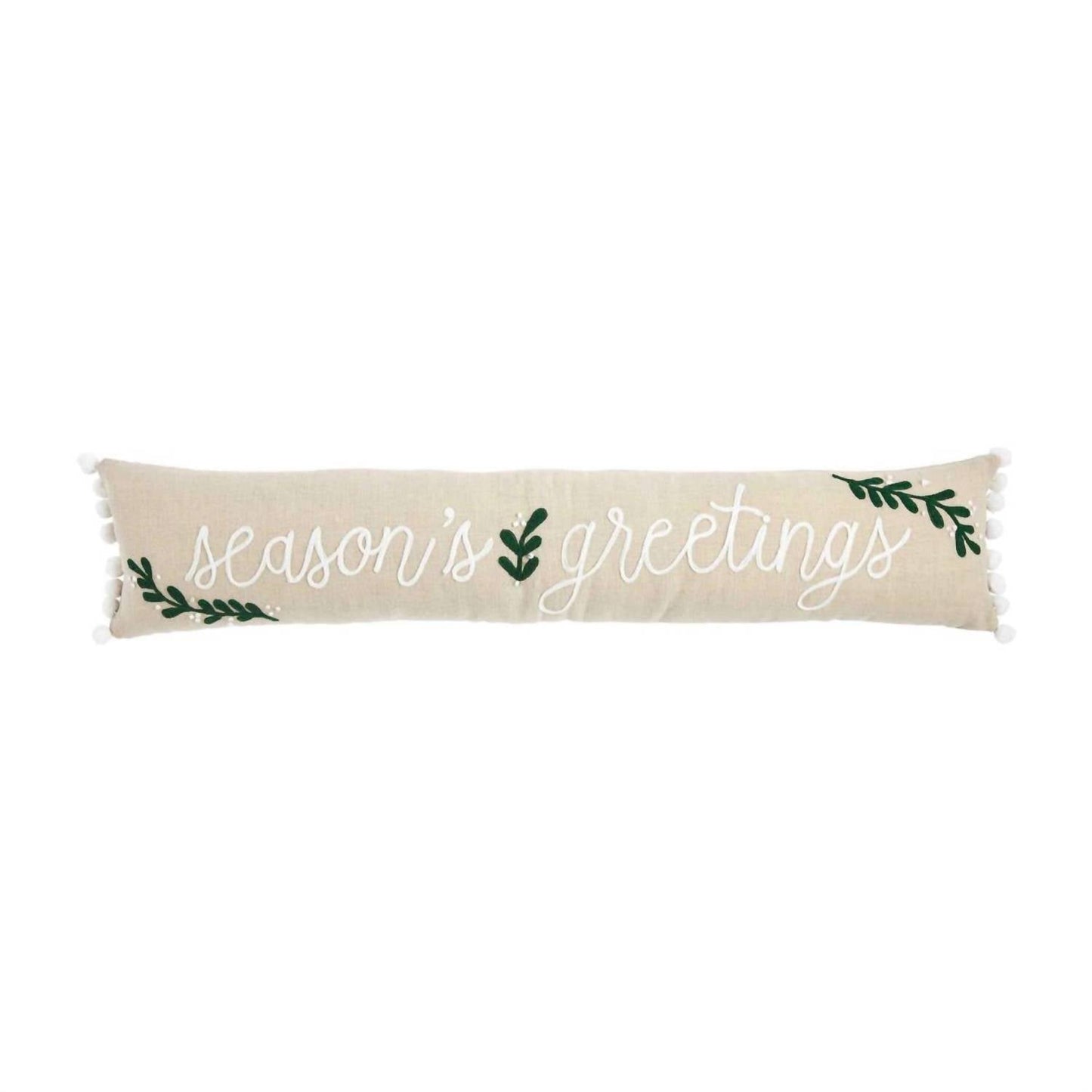 Mudpie - Season's Greetings Embroidered Long Pillow