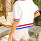 Trendsi - BiBi Metallic America Letter Short Sleeve Sweater