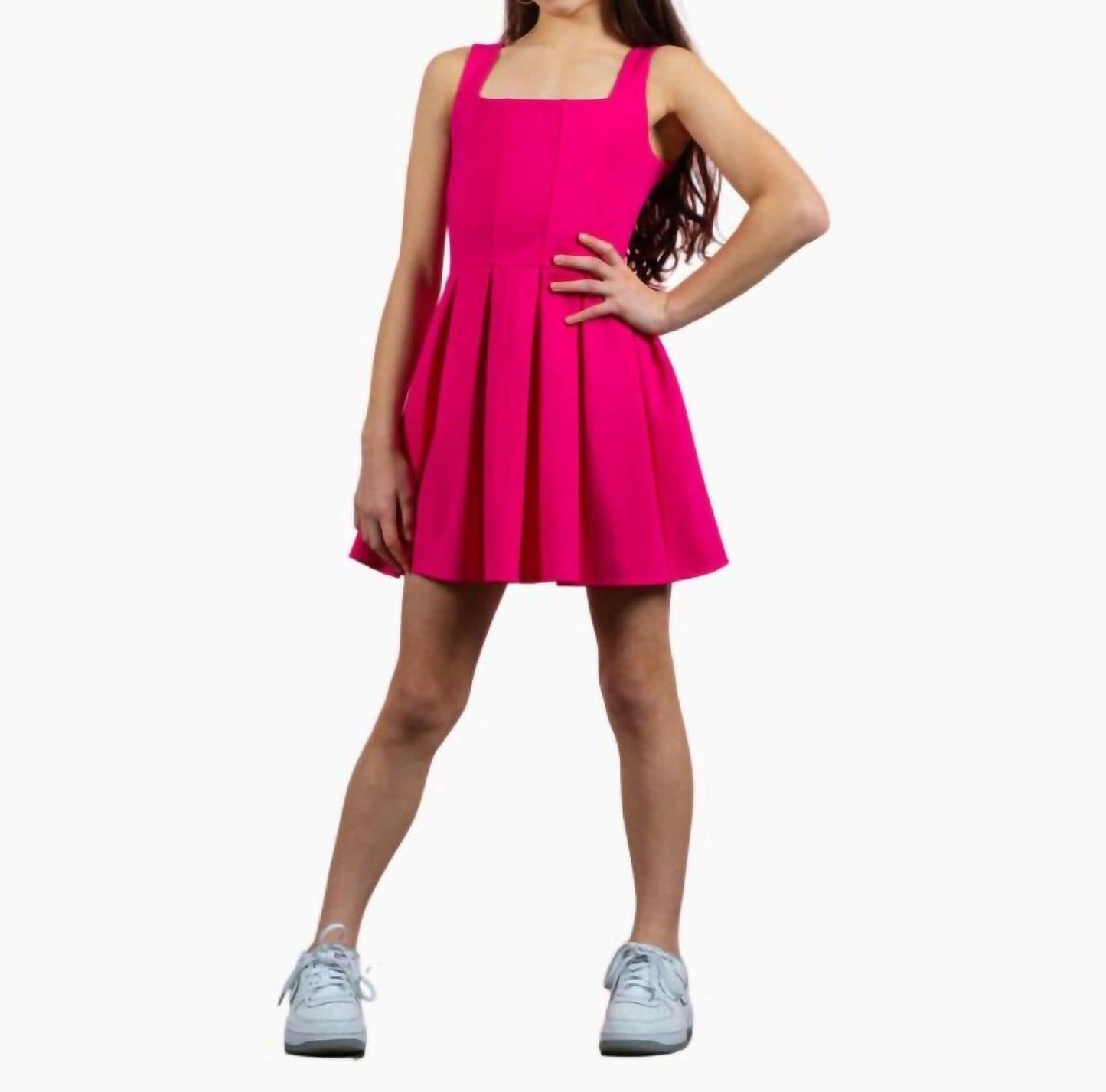 Miss Behave Girls - Betty Square Neck Pleated Dress