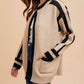 Anniewear - Contrast Line Open Sweater Cardigan