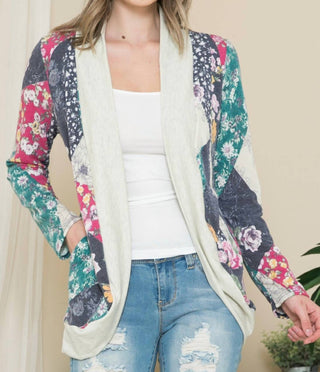 Acting Pro - Cardigan Floral de Manga Longa