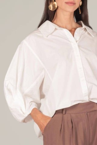 P.Cill - Camisa de popeline com mangas bufantes e botões