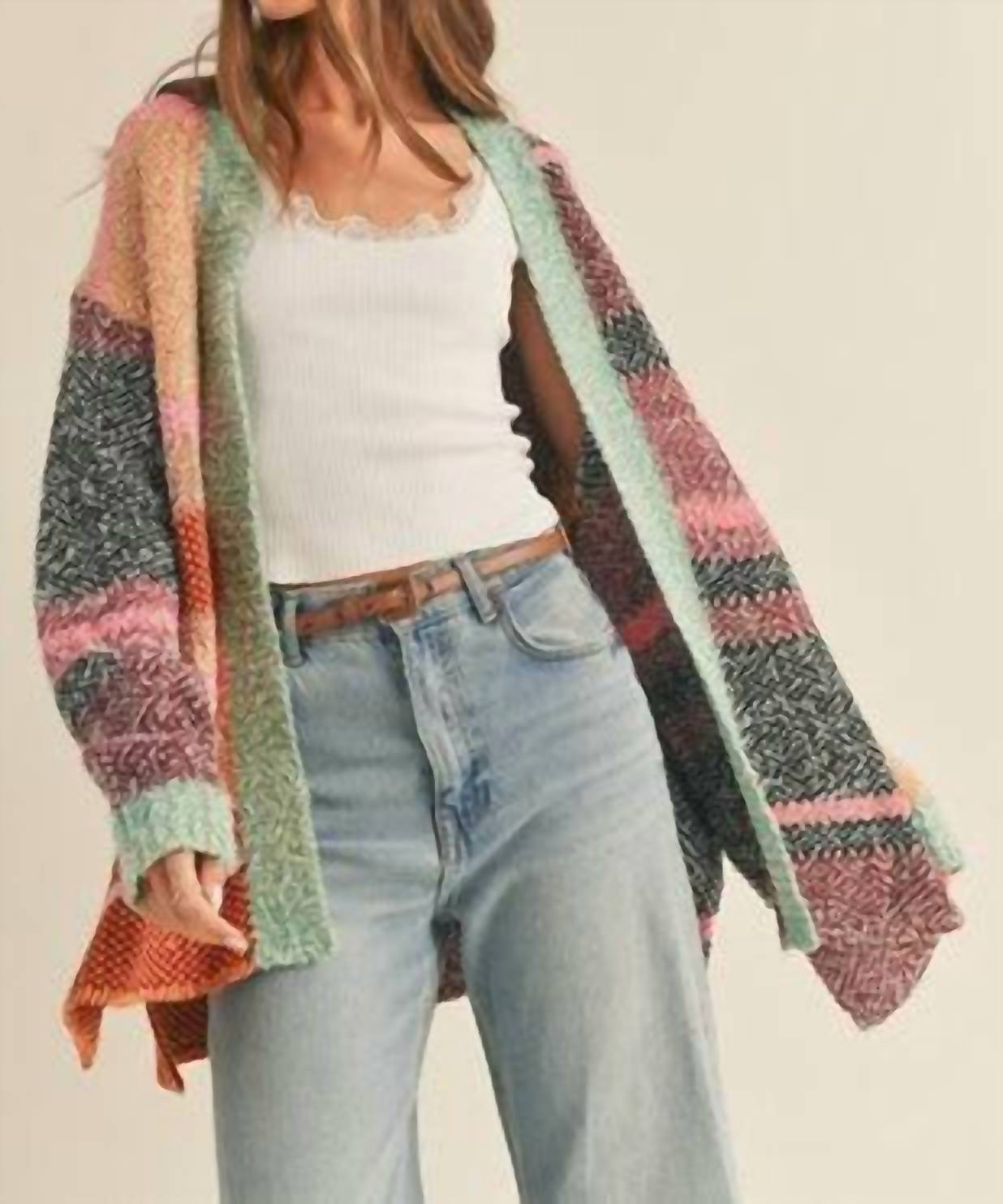 &Merci - Oversized Color Block Cardigan
