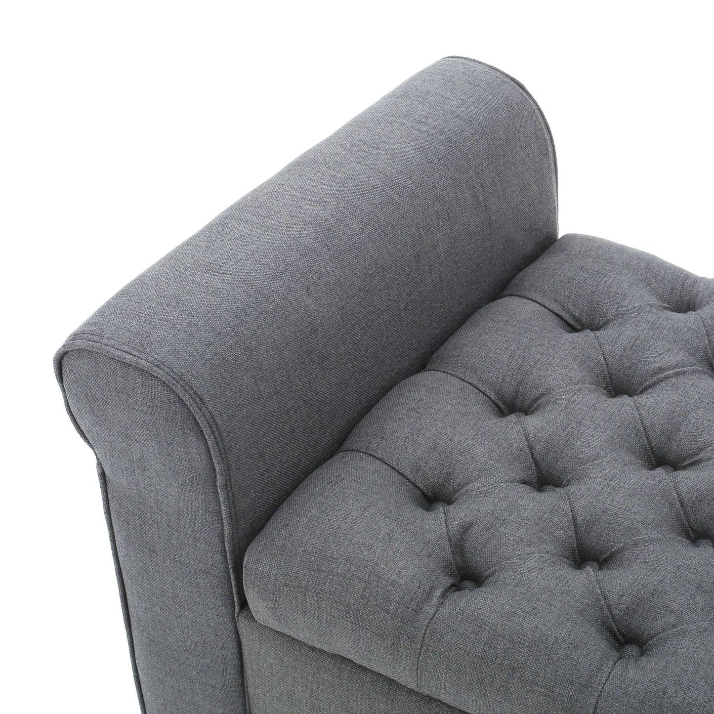 Hayes Contemporary Armed Storage Bench With Rolled Arms And Button Tufting
