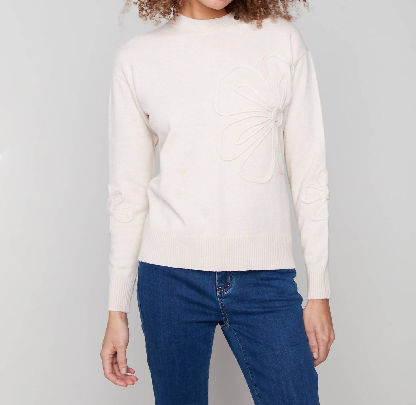 Charlie B - Textured Soutache Crew Neck Sweater
