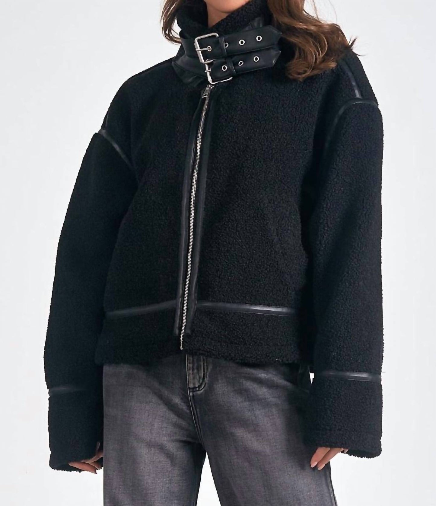 Elan - Dutton Faux Shearling Bomber Jacket