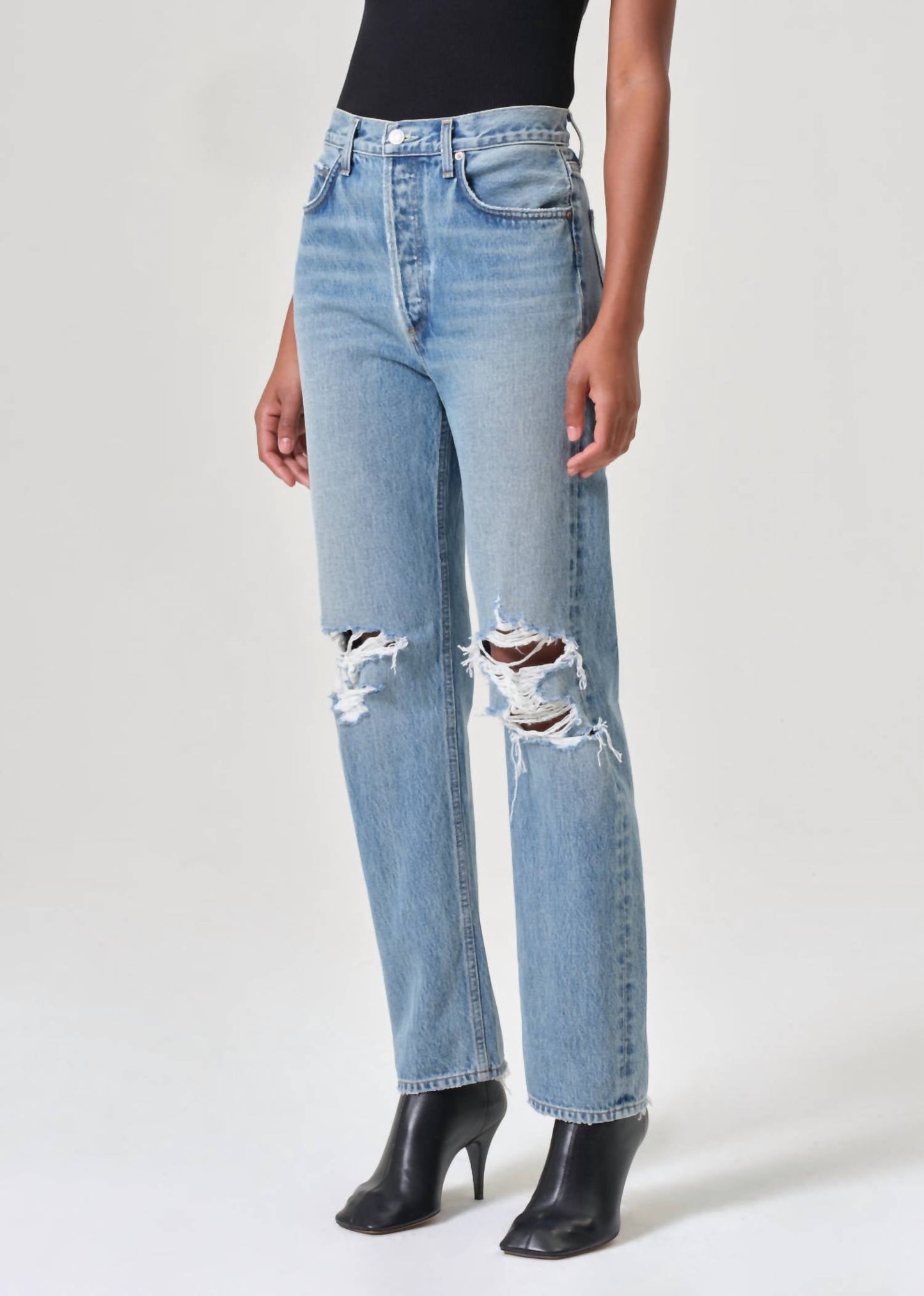 Agolde - '90s Pinch Waist Ripped High Waist Straight Leg Jeans