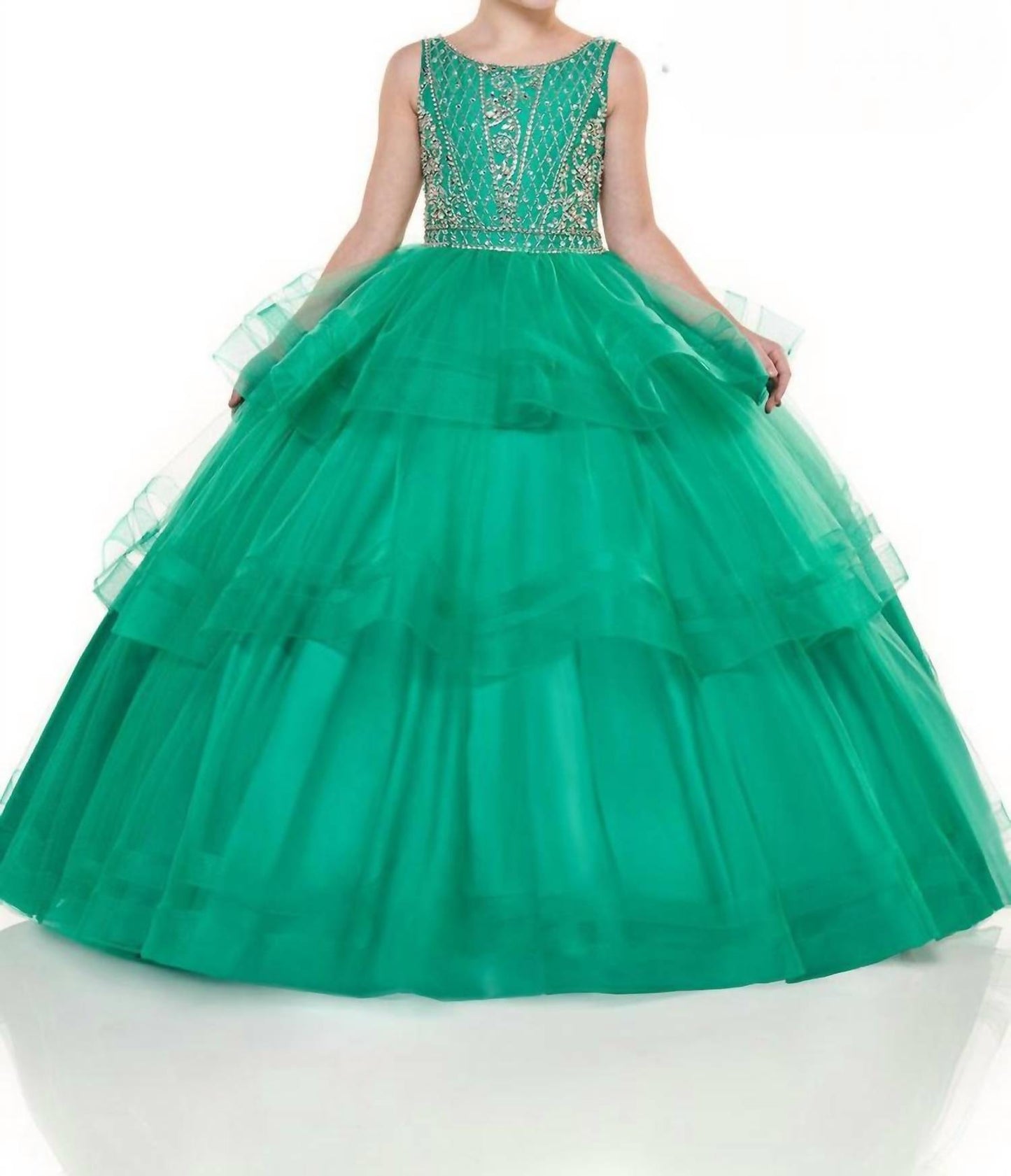 Rachel Allan - Beaded Boatneck Pageant Ball Gown
