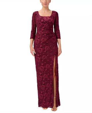 Adrianna Papell - Women's Burnout Velvet Ruched Gown