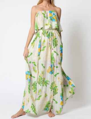 Aakaa - Tube elastic waised belted maxi Dress