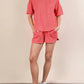 Very J - Oversized Two Tone Double Knit Top & Shorts