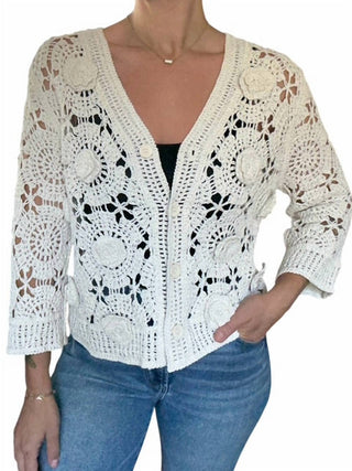 Brand Bazar - Crochet Button Down Cardigan