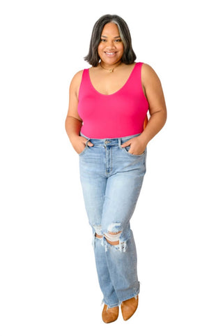 Judy Blue - Calça jeans reta de cintura alta dos anos 90