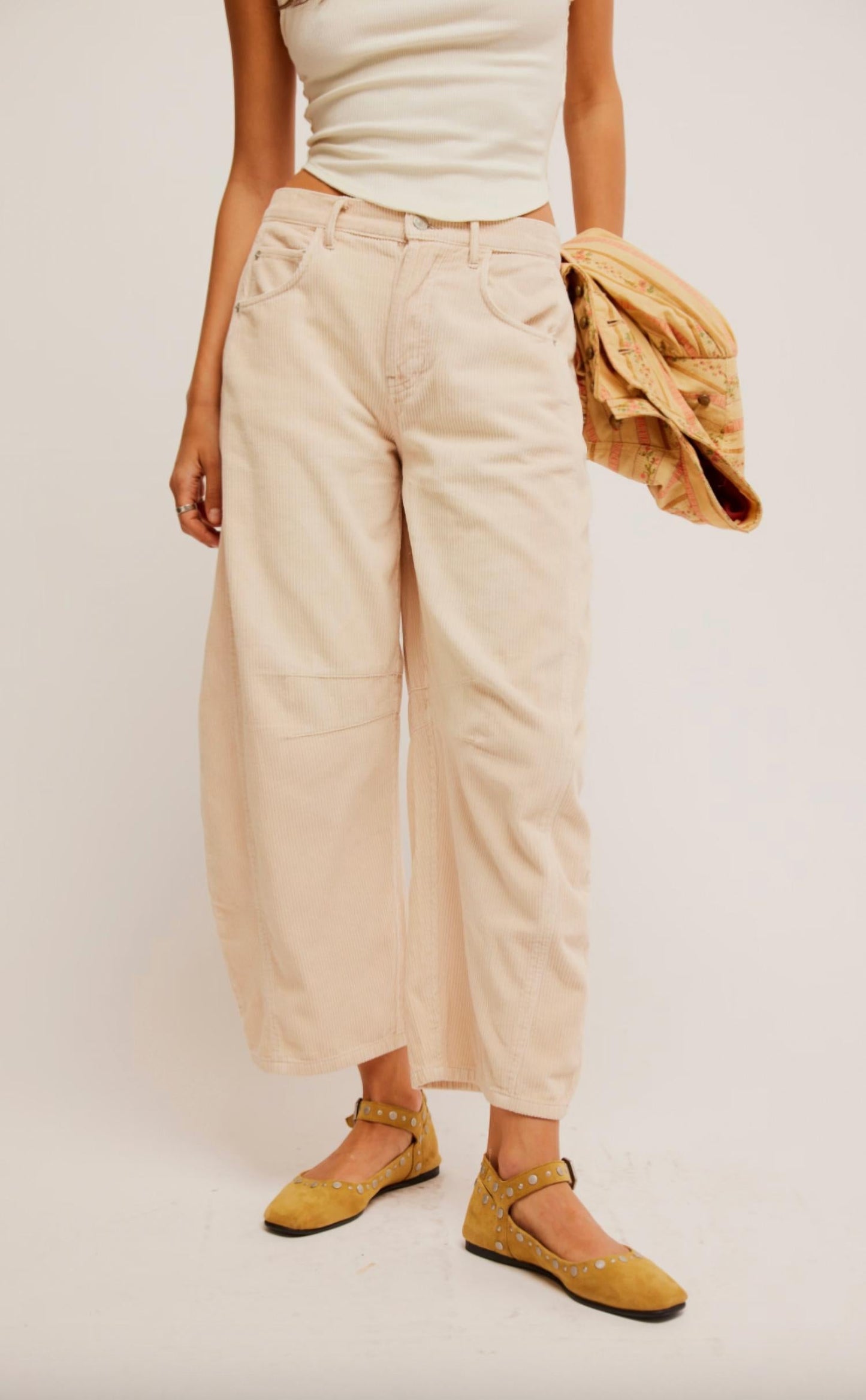 Free People - Good Luck Mid-rise Cord Barrel Jeans