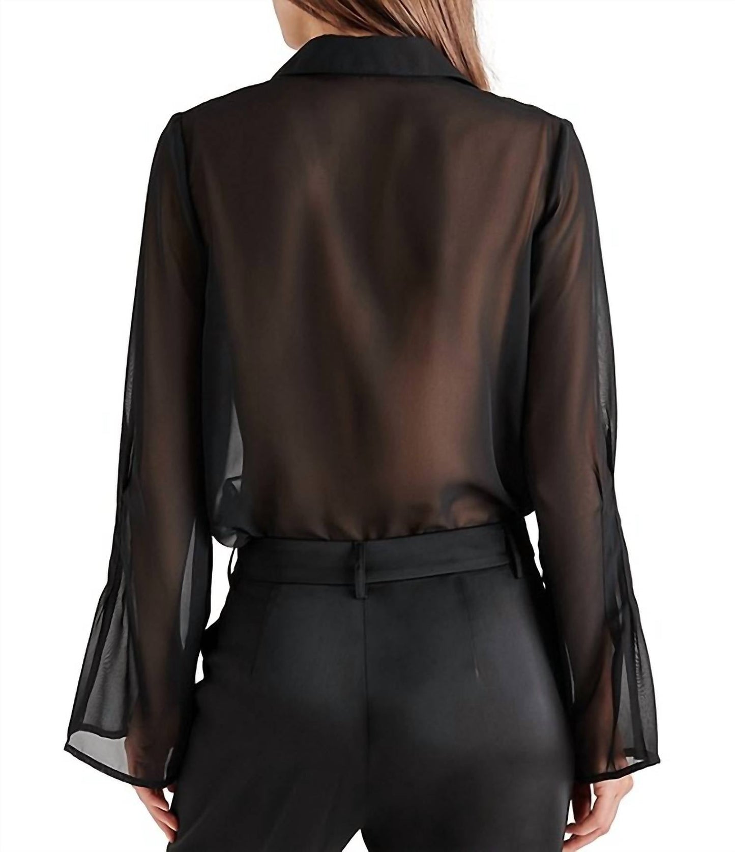 Steve Madden - Aurora Collar Ruffle Neck Long Sleeve Button Front Blouse