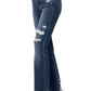 Judy Blue - MID RISE CONTRAST DESTROY SLIM BOOTCUT JEAN