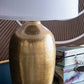 D18x31" Round Aluminum Sheet Gold Table Lamp with White Fabric Shade