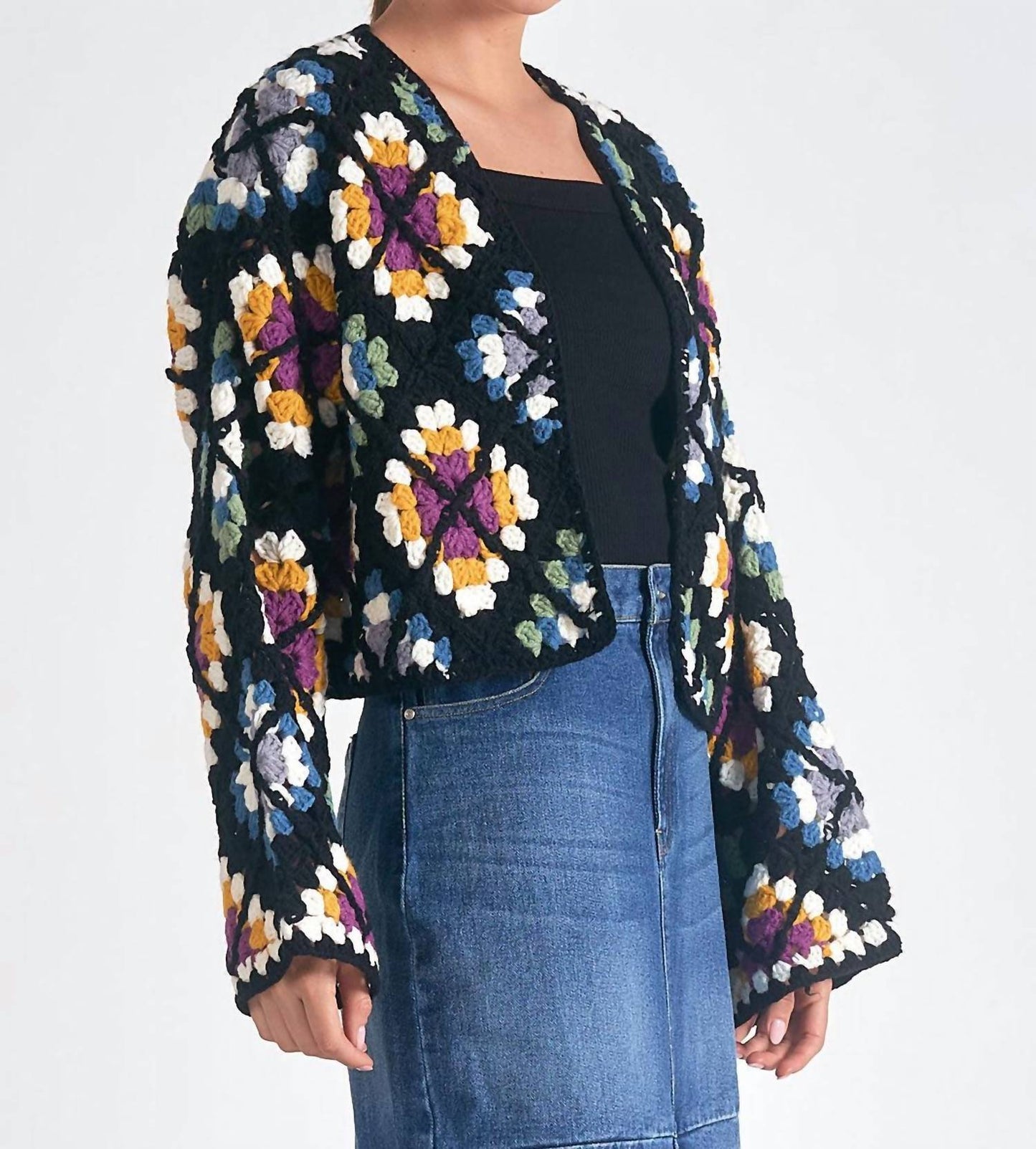 Elan - Daisy Crochet Sweater Cardigan