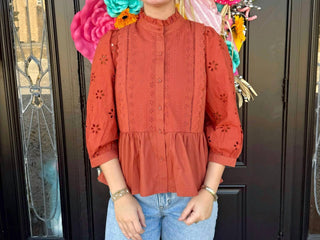 Entro - Eyelet Sleeve Top