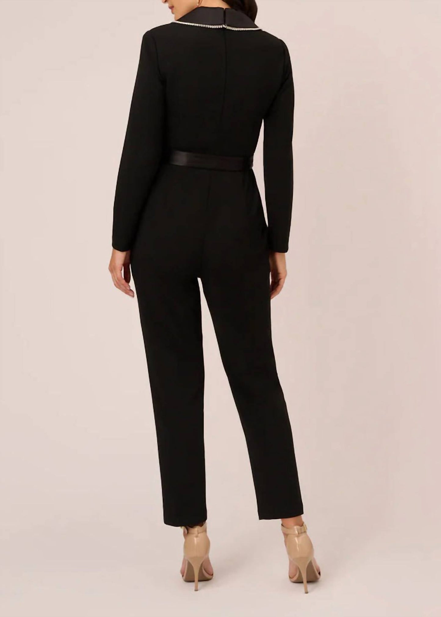 Adrianna Papell - Tie Waist Crepe Jumpsuit