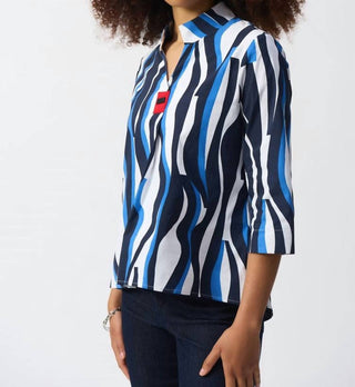 Joseph Ribkoff - Blusa trapézio com estampa abstrata tecida