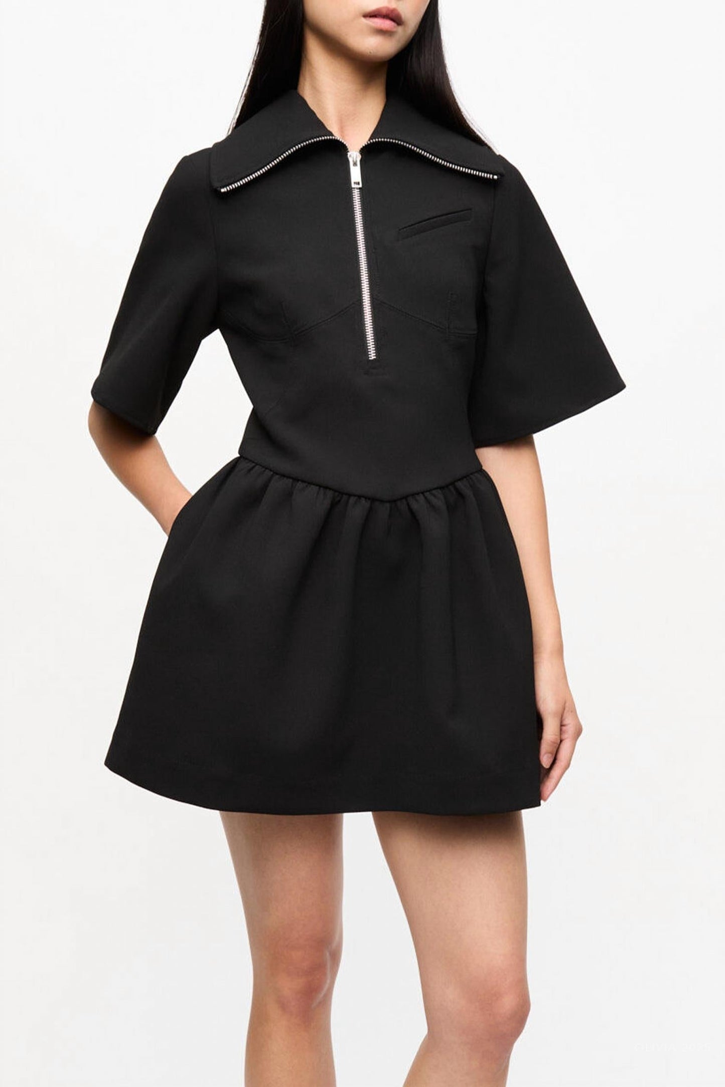 Ganni - Bonded Crepe Mini Dress