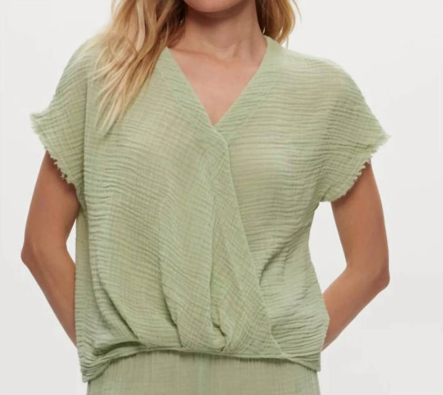 Michael Stars - Evie Gauze Short Sleeves Faux Wrap Top