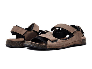Wasak - Sandálias de couro Heath masculinas com velcro