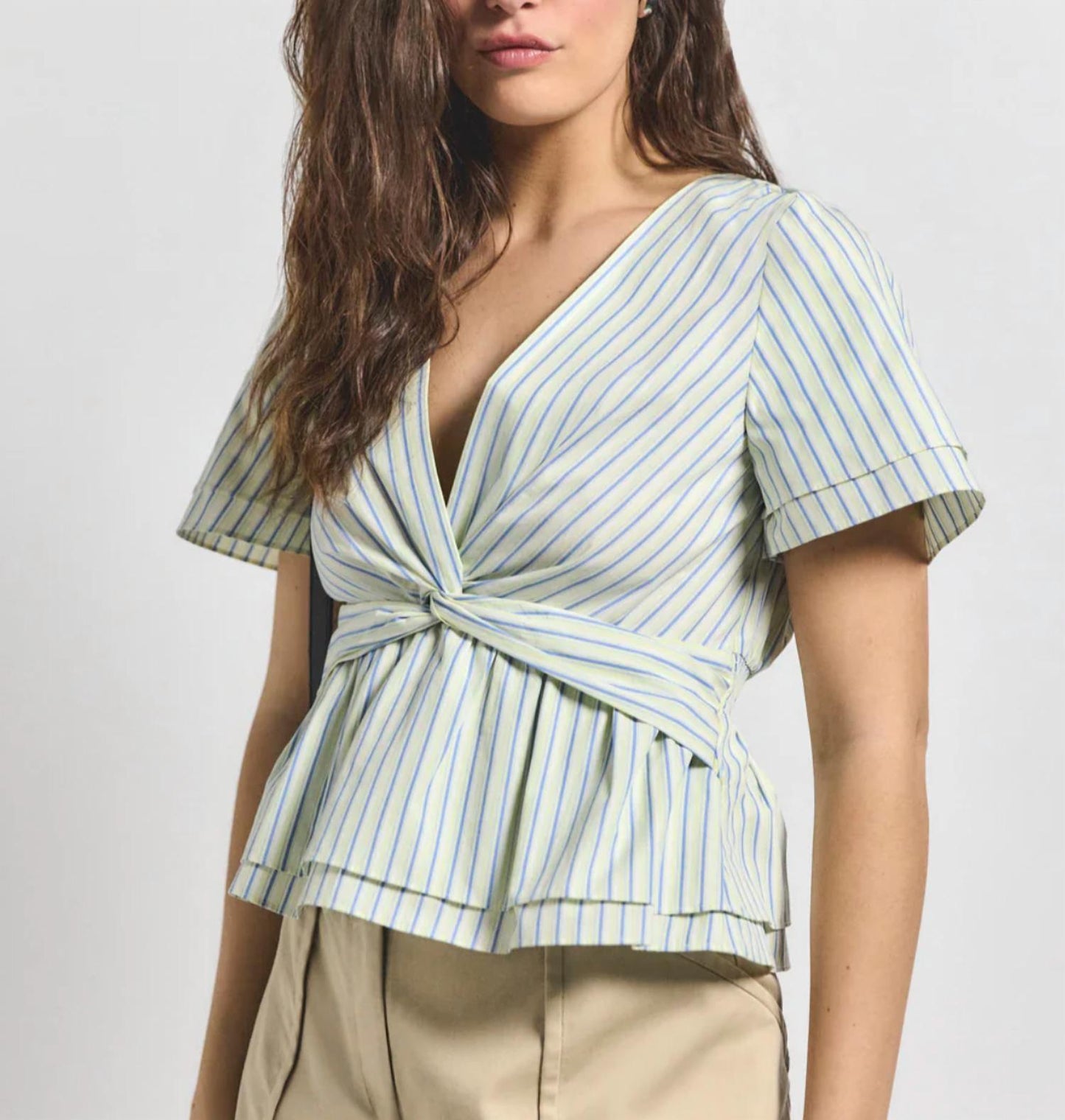 Derek Lam 10 Crosby - Caspien Twist Neck Short Sleeve Top