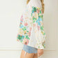 Entro - Floral Contrast Print V-Neck Blouse