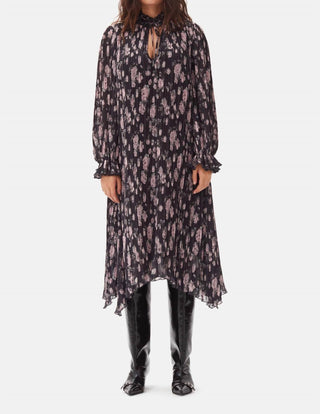 Ganni - Vestido midi plissado em georgette