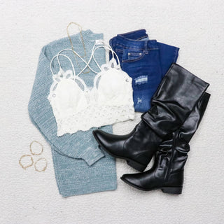 Zenana - Sutiã Bralette de renda em crochê com bojo