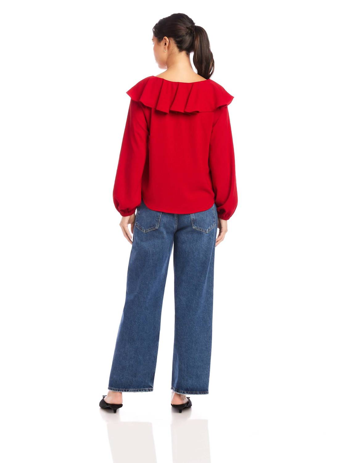 Fifteen Twenty - Rita V-neck Ruffle Blouse