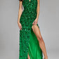 Jovani - Sequin Embellished Gown With Plunging Neckline
