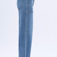 Lovervet - High Rise Elastic Waistband Utility Pocket Wide Leg Jean