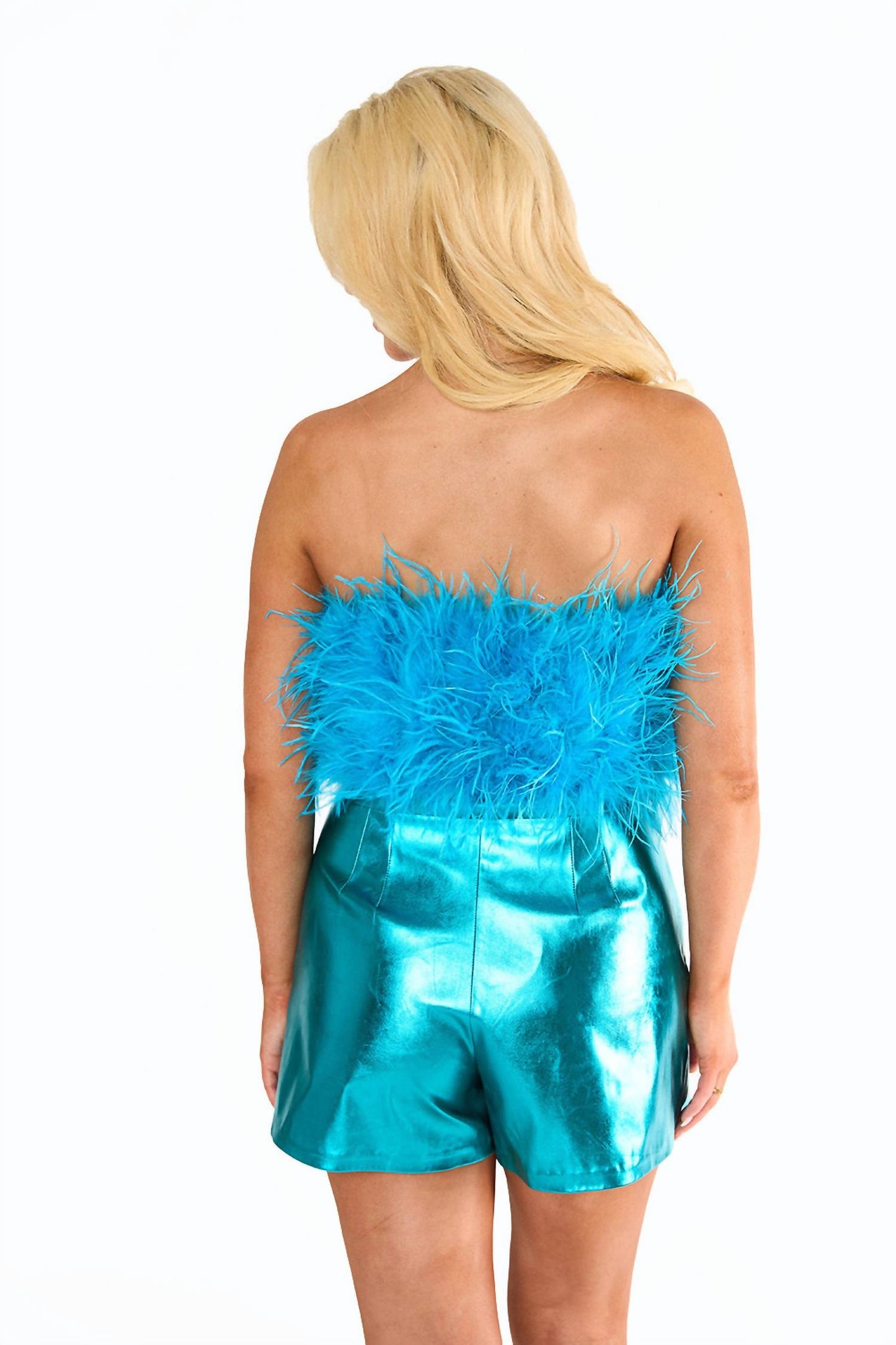 Buddylove - Fancy Strapless Feather Crop Top
