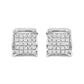 10K White Gold 1/2 Cttw Princess Cut Diamond Square Shaped Multi Stone Stud Earrings (H-I Color, SI1-SI2 Clarity)