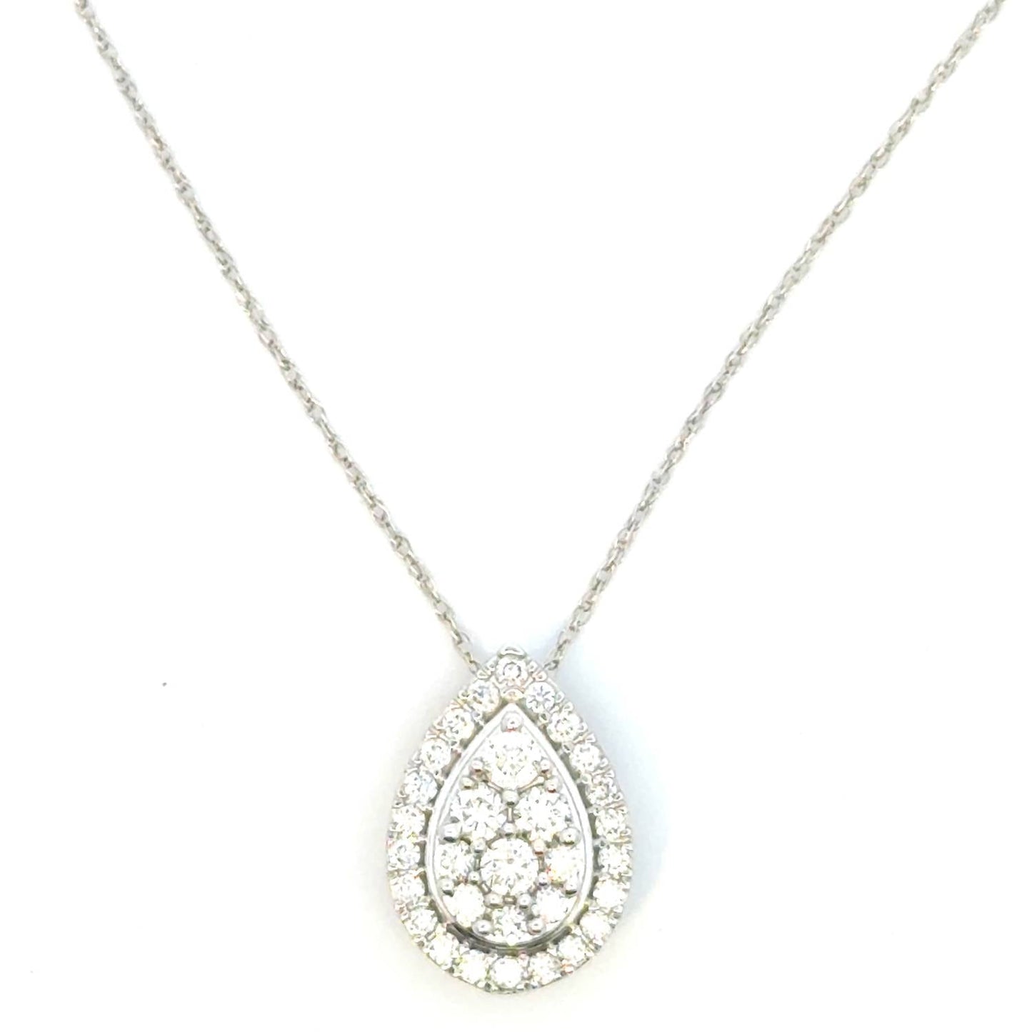 Aamiaa - 0.53 Carat Natural Diamond Pear Halo Cluster Pendant