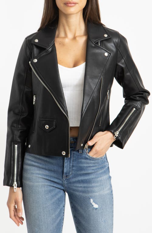 BLANKNYC Faux Leather Moto Jacket in Aim High, Size Medium