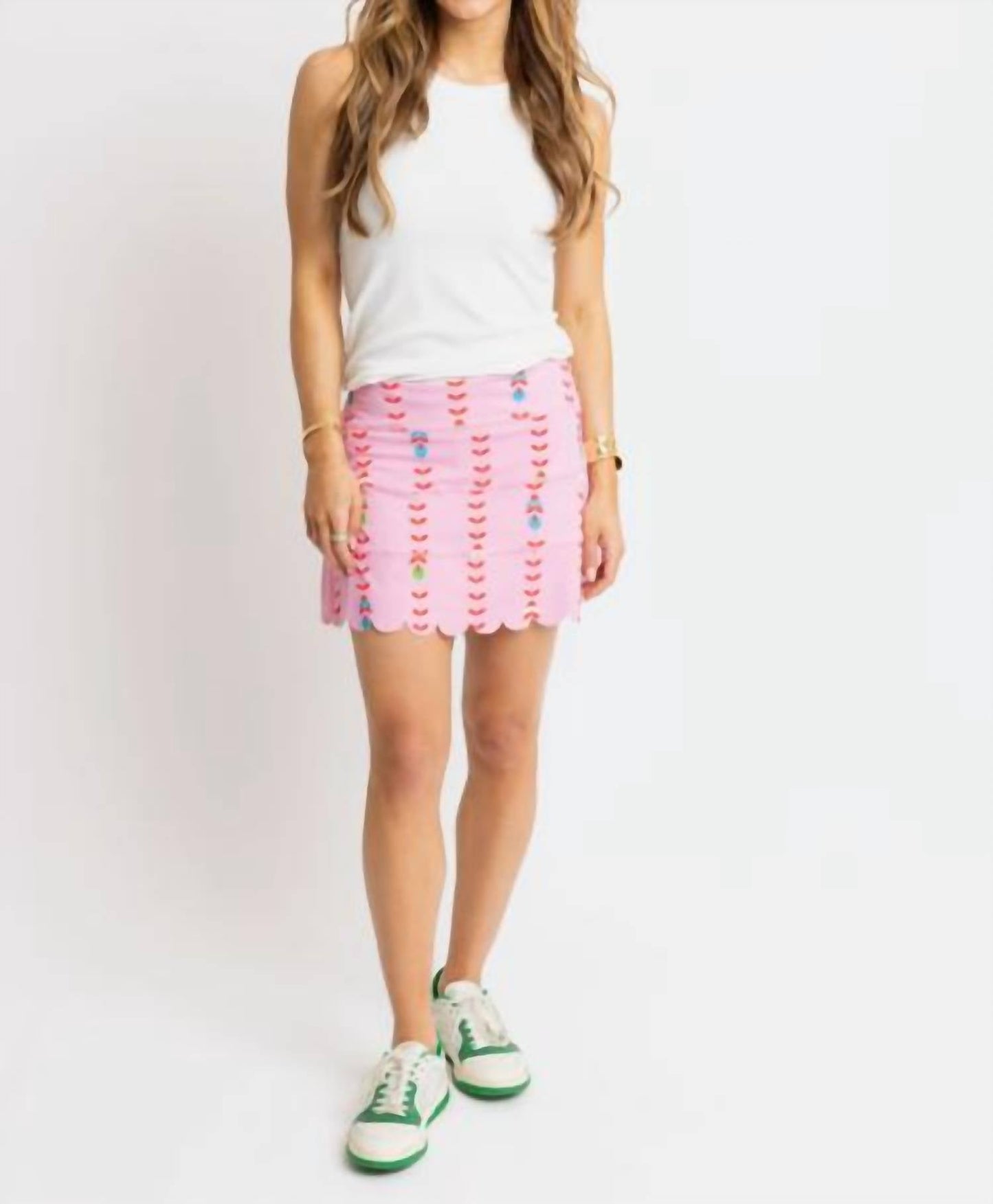 Karlie - Floral Vine Scallop Skirt
