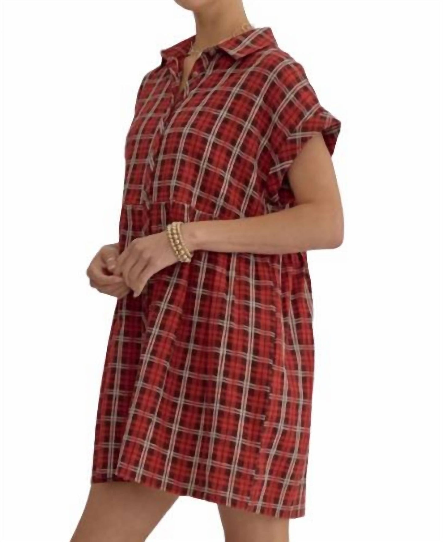 Entro - Plaid Button Down Mini Dress