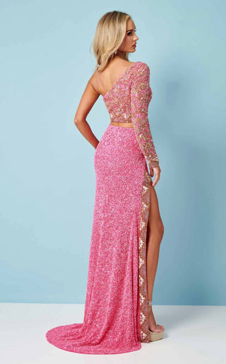 Rachel Allan - Appealing Textured Sequins 2-piece Set Gown