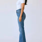 Judy Blue - Women's High Waist Petite Flare Tummy Control Double Button Jeans
