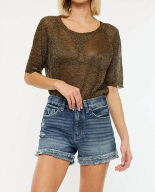 Kancan - Shorts jeans com bainha desfiada