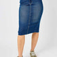 Judy Blue - Mid Length Denim Skirt With Slit In Back