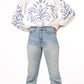 Ciebon - Embroidered Bishop Sleeve Bubble Top