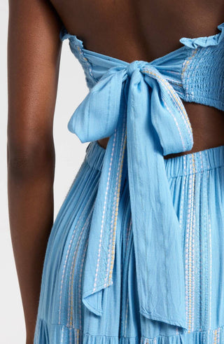 Elan - Vestido listrado bordado em camadas