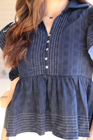 Entro - Women's Nautical Short Sleeve Top