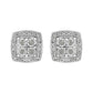 .925 Sterling Silver 1/4 cttw Round Cut Diamond Square Shape Milgrain Stud Earrings (I-J Color, I3 Clarity)