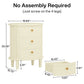 Oval Nightstand With 3 Drawers, Bedside Table - White